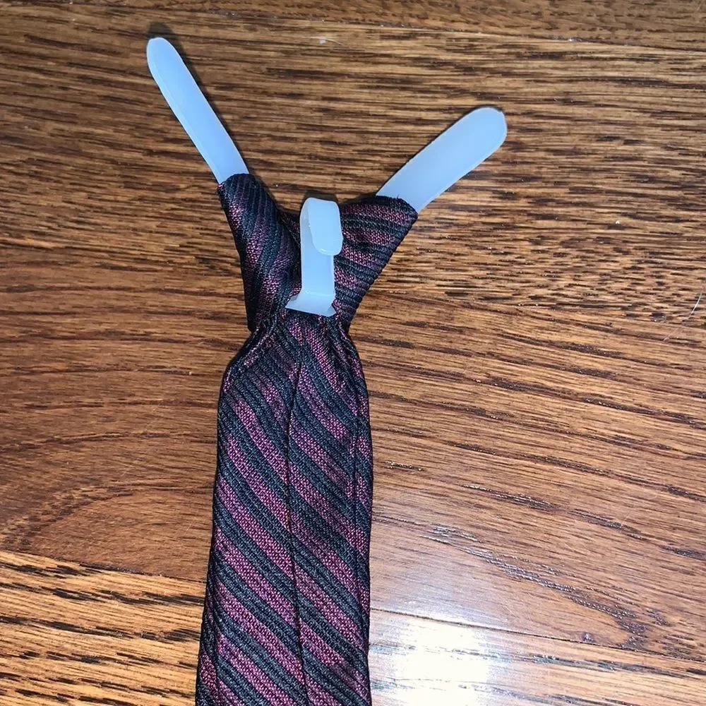 Vtg 60s burgundy & black little boys clip on tie‎